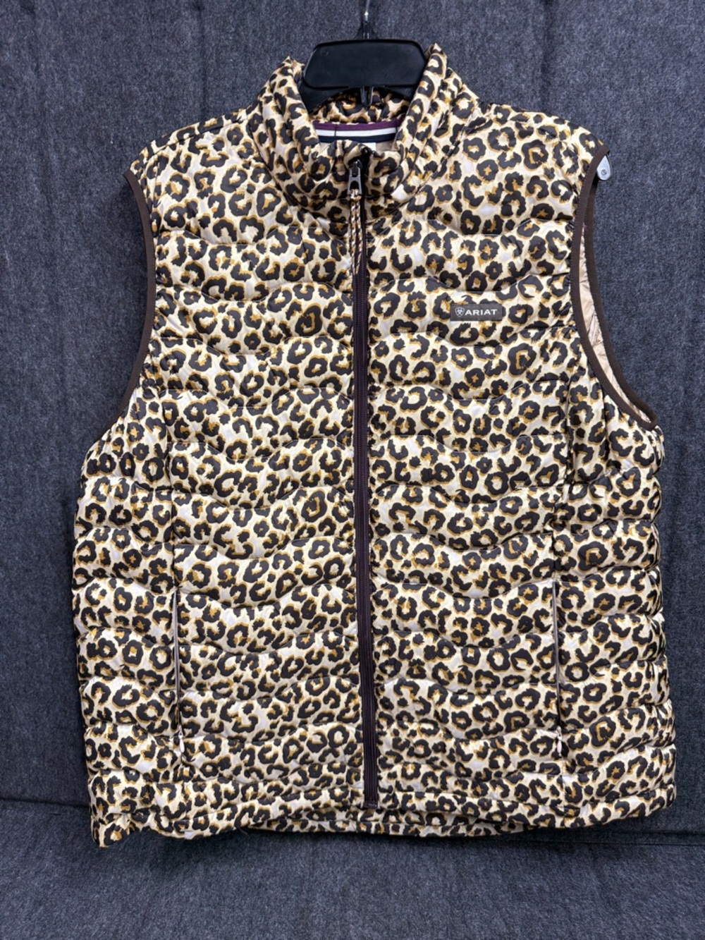 Ariat Leopard Print Quilted Vest in Tan and Black - Picture 3 of 11